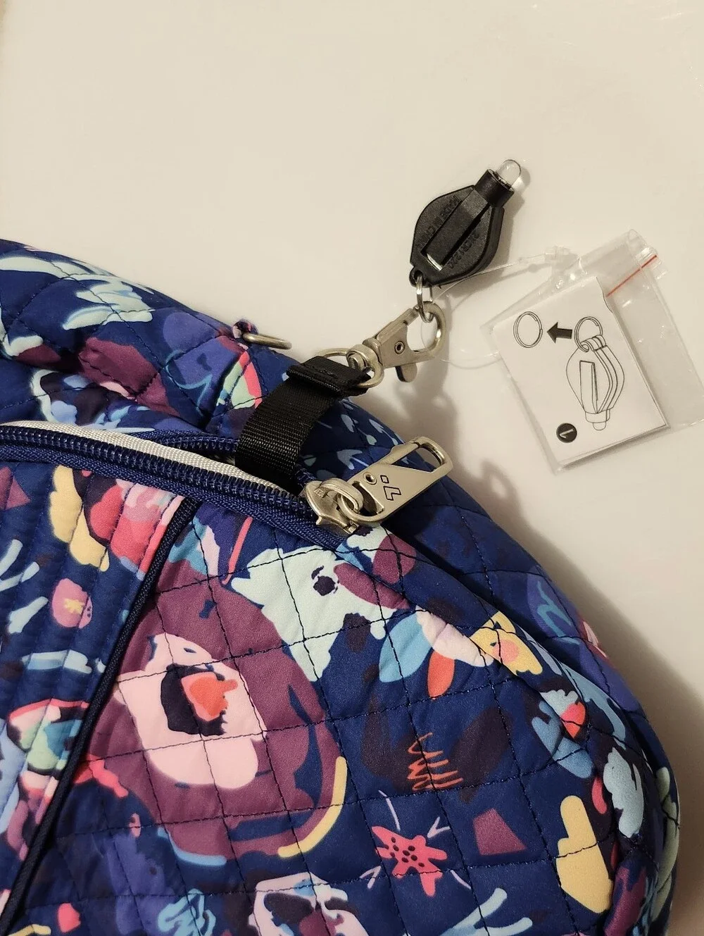 Travelon Anti-Theft Backpack Blue Floral Quilted RFID Travel Bag Organizer